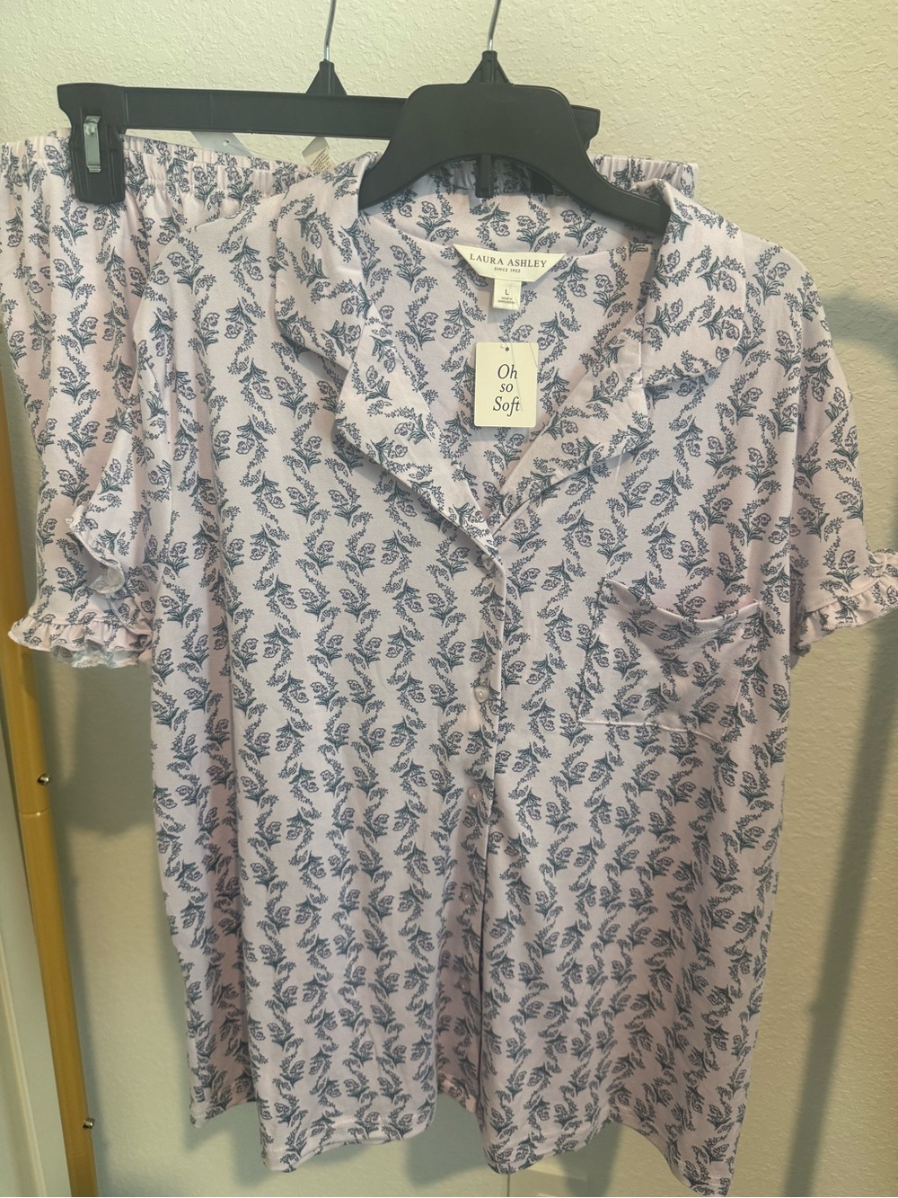Laura Ashley Lavender Floral Short Sleeve Pajama Top